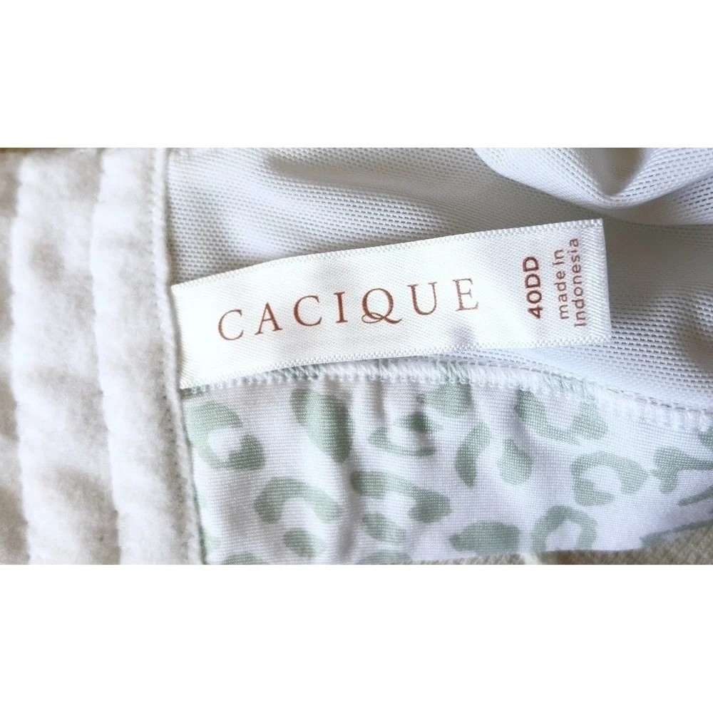 Cacique 40DD Lightly Lined Balconette Bra Floral Leopard Print Tropical EUC